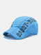 Men Cotton Letters Print Outdoor Casual Sunshade Forward Hat Beret Hat Flat Hat - Blue