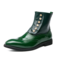 Men British Style Brogue Pointed Toe Dress Ankle Boots - Green