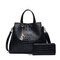2 PCS Crocodile Pattern Handbag Leisure Solid Crossbody Bag - Black
