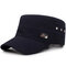 Men Adjustable Windproof Wild Cotton Flat Cap Simple Style Outdoor Travel Sunscreen Military Hat - Blue