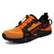Men Breathable Camouflage Knitted Fabric Outdoor Slip Resistant Hiking Shoes - Orange