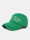 Unisex Cotton Letters Embroidery Double-layer Brim Curved Eaves Soft Top Vintage Sunshade Baseball Cap - Green