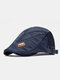 Collrown Men Mesh Breathable Casual Outdoor Sunshade Forward Hat Flat Hat Beret - Navy
