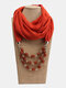 1 Pcs Chiffon Pure Color Resin Pendant Decor Sunshade Keep Warm Shawl Turban Scarf Necklace - Red