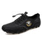 Men Cowhide Leather Soft Slip Resistant Comfy Walking Casual Driving Shoes - Black