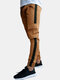 Mens Side Stripe Flap Pocket Drawstring Waist Casual Cuffed Cargo Pants - Khaki