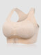 Women Butterfly Lace Front Closure Back Criss Cross Removable Pad Bras - Nude