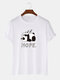 Mens Nope Panda Print 100% Cotton Loose Casual Short Sleeve T-Shirt - White