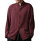 Vintage Chinese Style Stand Collar Casual Loose Shirt for Men - Wine Red