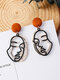 Fashion Exaggerated Abstract Human Face Earrings Gold Color Wood Dangle Earings for Women - Black