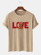 Mens Toy Bear Love Print Casual 100% Cotton Short Sleeve T-Shirts - Khaki