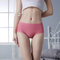 Ice Silk Lace-trim Seamless Hip Lifting Mid Waisted Panties - Watermelon Red