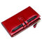 RFID Oil Wax Genuine Leather 17 Card Slot Wallet Multi-function Phone Purse Solid Coin Bag - Red