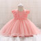 Baby Shower Dresses Lace Decor Bowknot at Back Girls Party Tulle Dress For 6-24M - Pink