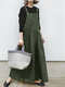 Straps Metal Buckle A-line Sleeveless Plus Size Dress - Green