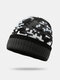 Men Knitted Plus Velvet Thicken Camouflage Pattern Cold Protection Ear Protection Brimless Beanie Hat - Gray