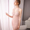 Sexy Steel Ring Cup Lace Beauty Back Sexy Pajamas Small Chest Back Strap Dress - Bean paste