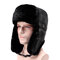 Men Women Outdoor Snow Earmuffs Lei Feng Cap Flat Snow Thick Hats - Black