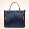 Women Oil Wax Leather Tote Bag Retro Shoulder Bags Handbags  - Blue