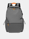 Men Nylon Casual Large Capacity Waterproof USB Charging Travel Bag Backpack - Gray