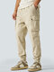 Mens Solid Color Seam Detail Drawstring Cargo Pants - Khaki
