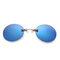 Mens Vintage Mini Personality Metal Clip Nose Sunglasses Vogue Travel Round Sunglasses - Blue