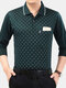 Mens Turn-down Collar Long Sleeve Slim Fit Casual Golf Shirt - Green