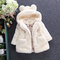 Soft Fleece Girls Winter Coats Kids Hooded Thicken Jacket For 2Y-11Y - White