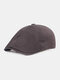 Men Cotton Solid Color Retro Adjustable Sunshade Newsboy Hat Octagonal Hat Flat Caps - Coffee