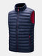 Mens Zip Up Quilted Solid Sleevless Padded Vests With Welt Pocket - Navy