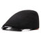 Mens Cotton Linen Solid Color Beret Cap Adjustable Vogue Casual Solid Forward Hat - Black