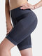 Damen Biker Shorts mit Streifen Patchwork Dry Quick Sports Panty - Dunkelgrau