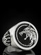 Trendy Stylish Carved Wolf Head And Wolf Claw Geometric-shaped Copper Hunter Seal Ring - #02