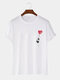 Plus Size Mens Panda Balloon Printed 100% Cotton Casual Short Sleeve T-Shirts - White