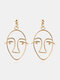 4 PCS Punk Human Face Earrings Hollow Abstract Face Pendant Earrings - #02
