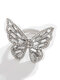Legierung Diamant 3D Ring in Schmetterlingsform für Damen - Silber