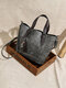 Women Vintage PU Leather Tassal Large Capacity Shoulder Bag Crossbody Bag - Gray