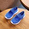 Malla de niñas transpirable color puro Gancho Loop Casual Shoes - Azul