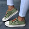 LOSTISY Women Large Size Canvas Elastic Wearable Casual Flats - Green