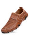 Men Honeycomb Mesh Soft Loafers Slip On Driving Casual Shoes - Brown