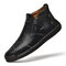 Men Stylish Side Zipper Microfiber Leather Soft Ankle Boots - Black