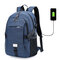 17 Inch Nylon Laptop Bag With USB Charger Casual Business Backpack For Men Women - Blue