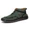 Men Corduroy Hand Stitching Zipper Ankle Boots - Green