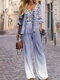Женские широкие брюки с цветочным принтом омбре Брюки Повседневная одежда - синий