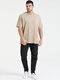 Plus Size Mens Solid Color O-Neck Short Sleeve Basic Casual T-Shirt - Khaki