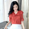 Polka Dot Chiffon Shirt Women's Season New Small Shirt Loose Heart Machine Shirt Design Super Fairy Shirt Tide - Red