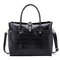 Crocodile Pattern Handbag Solid PU Leather Crossbody Bag For Women - Black
