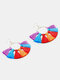 Trendy Bohemian Personality Colorful Scalloped Tassel Cotton Thread Alloy Earrings - #03