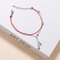 925 Sterling Silver Red Rope Lucky Charm Bracelets Zircon Drop Tassels Chain Bracelets for Women - Platinum