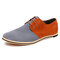 Men Leather Splicing Non Slip Large Size Soft Casual Shoes - Grey